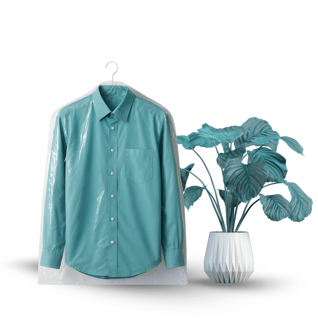 Green dress shirt dry cleaned by Ar-Pat's.
